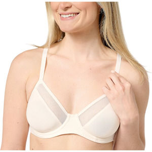 All Worthy Unlined Underwire with Mesh Neckline Bra Sea Salt -